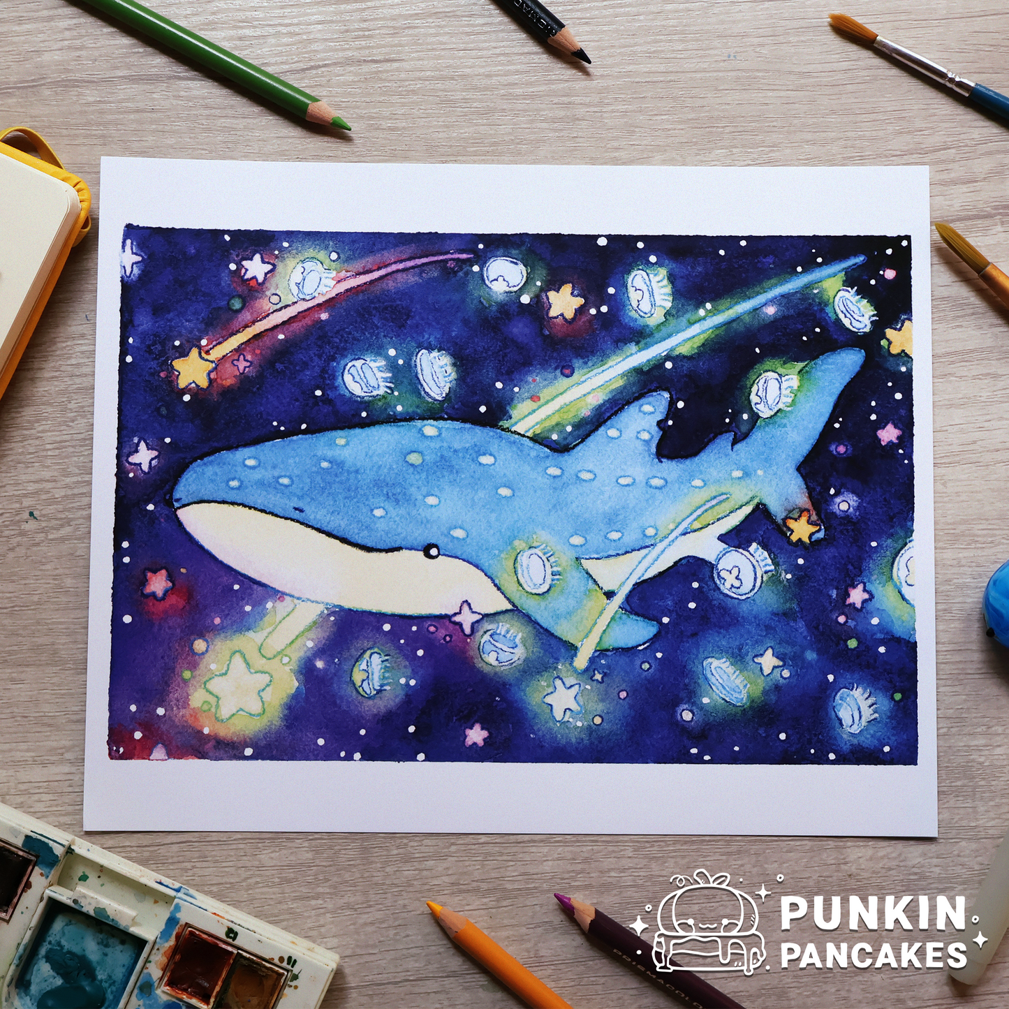 Space Whale Shark Print in 2 Sizes
