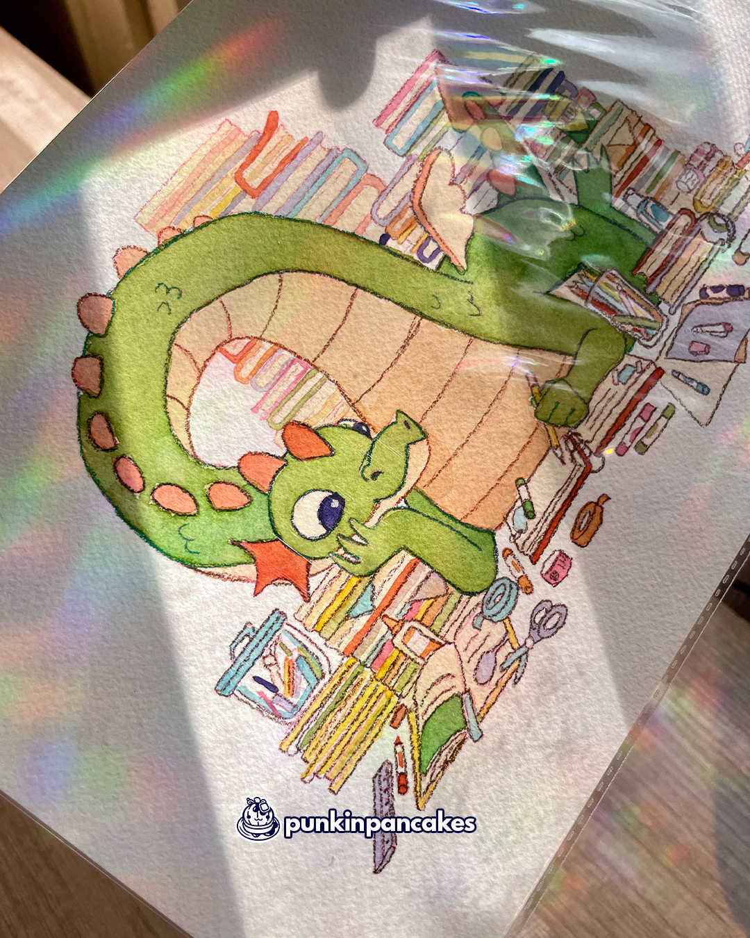 Journaling Dragon - Original Watercolor