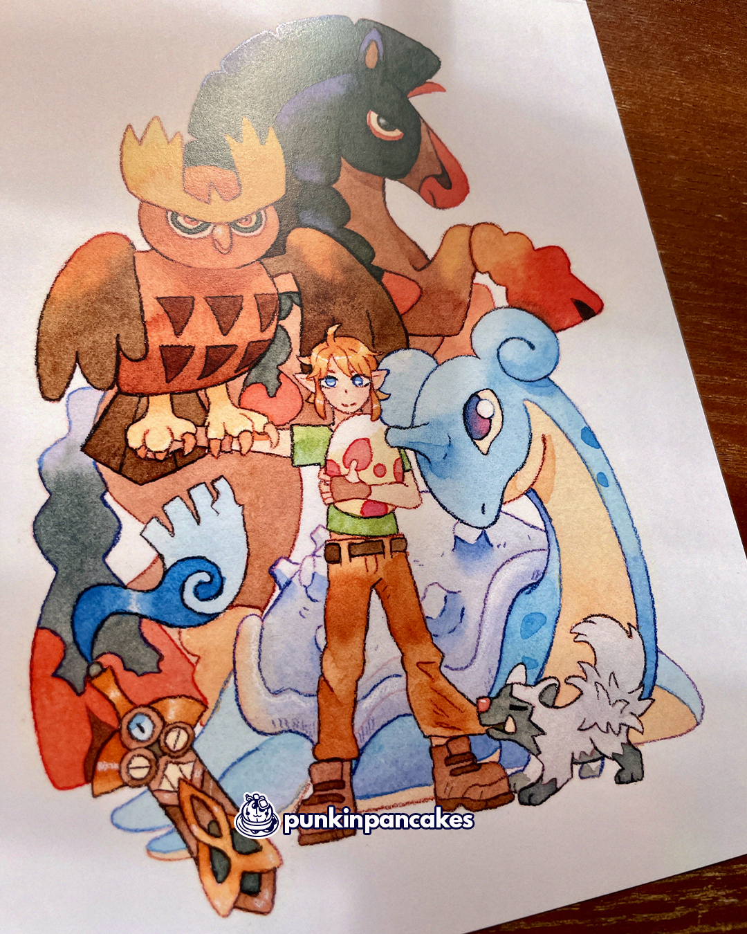 Link with a Pokemon Team Print 10x8 inches