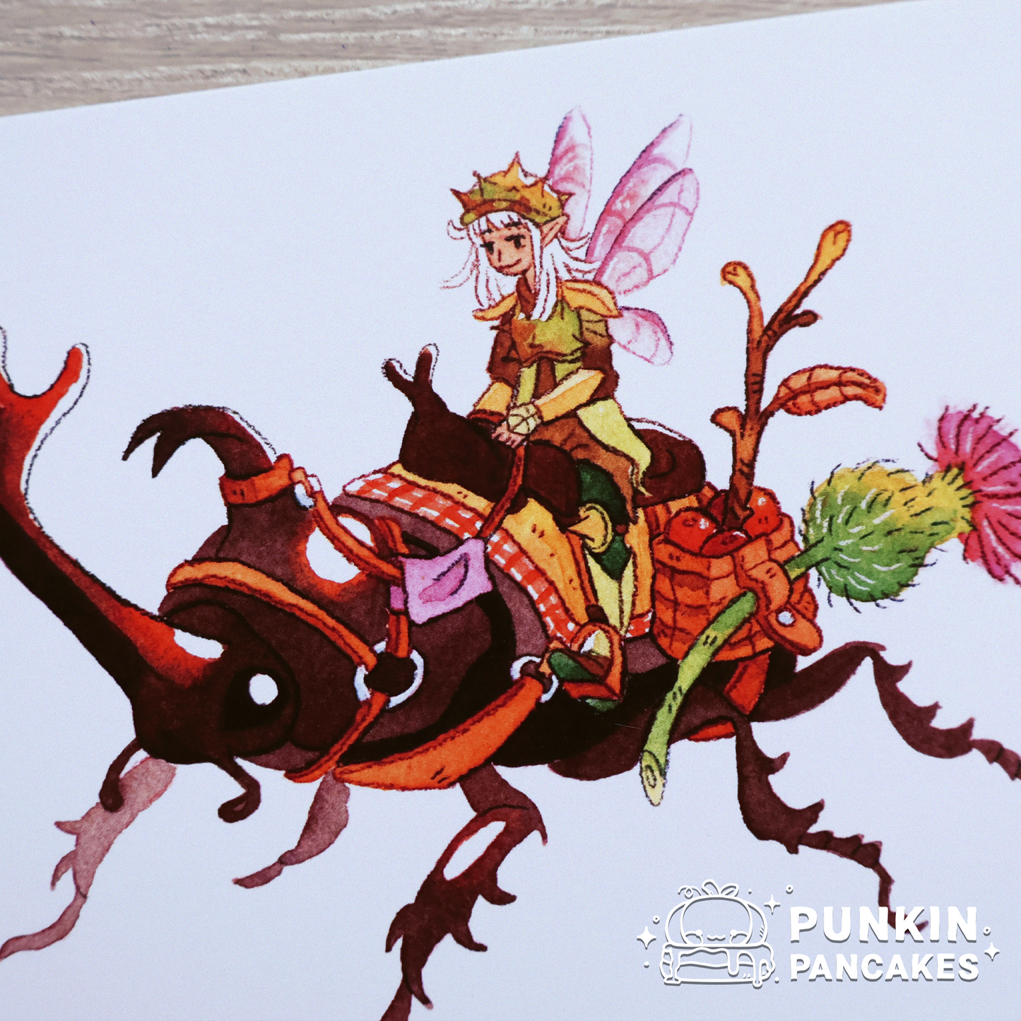 Fairy and Rhinoceros Beetle Print 4x6 inches