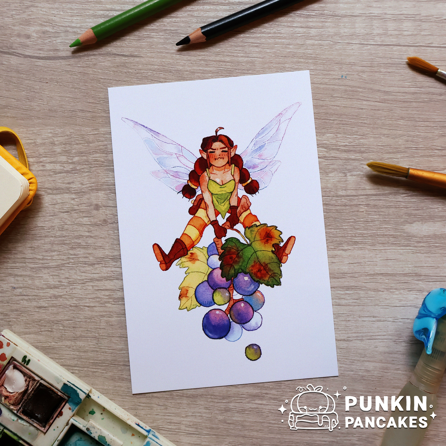 Fairy and Grapes Print 4x6 inches