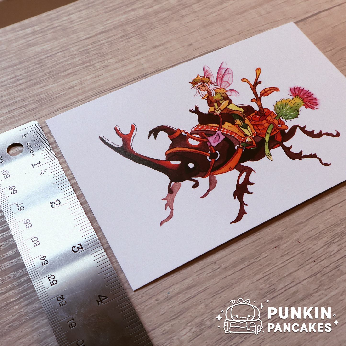Fairy and Rhinoceros Beetle Print 4x6 inches
