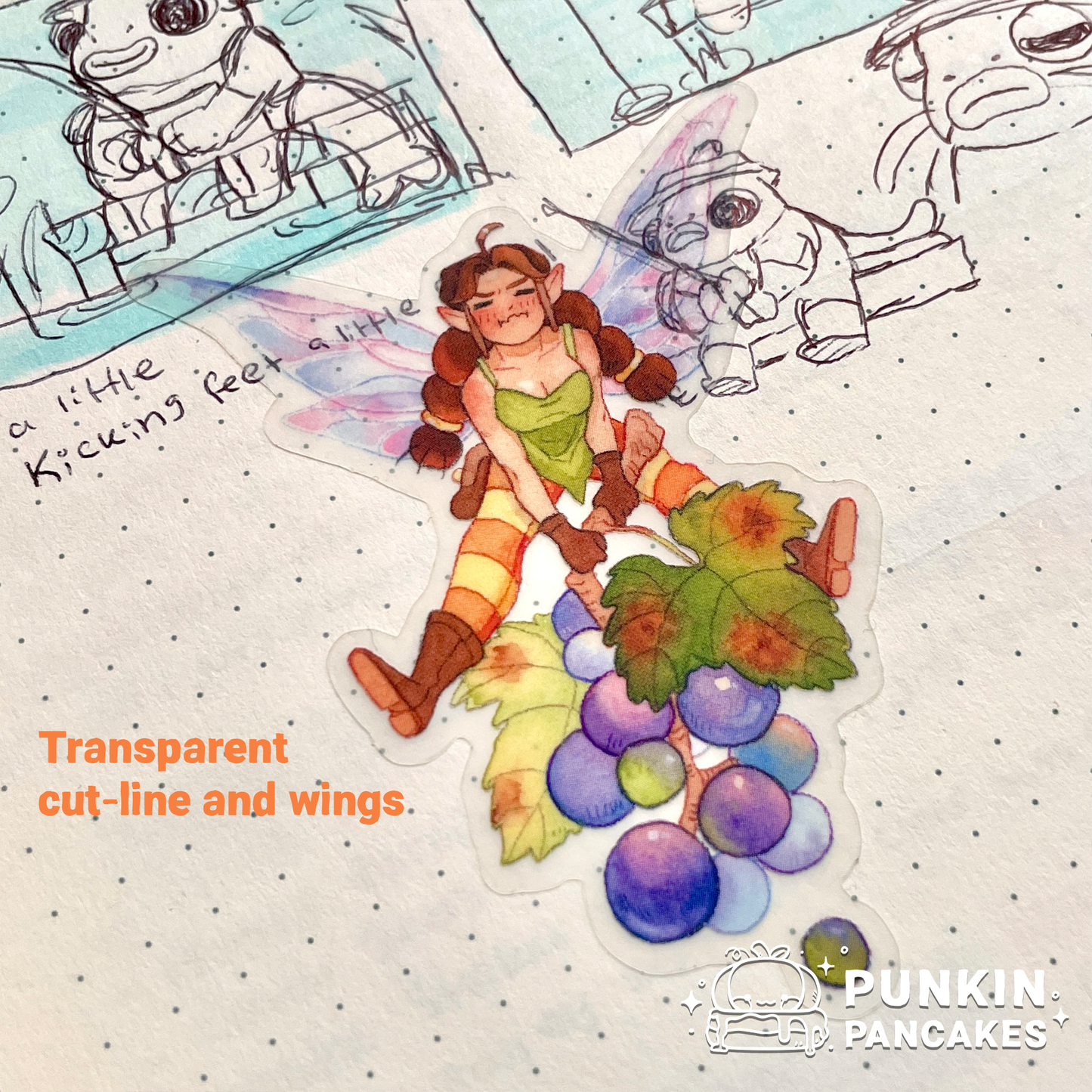 Fairy and Grapes Sticker Transparent