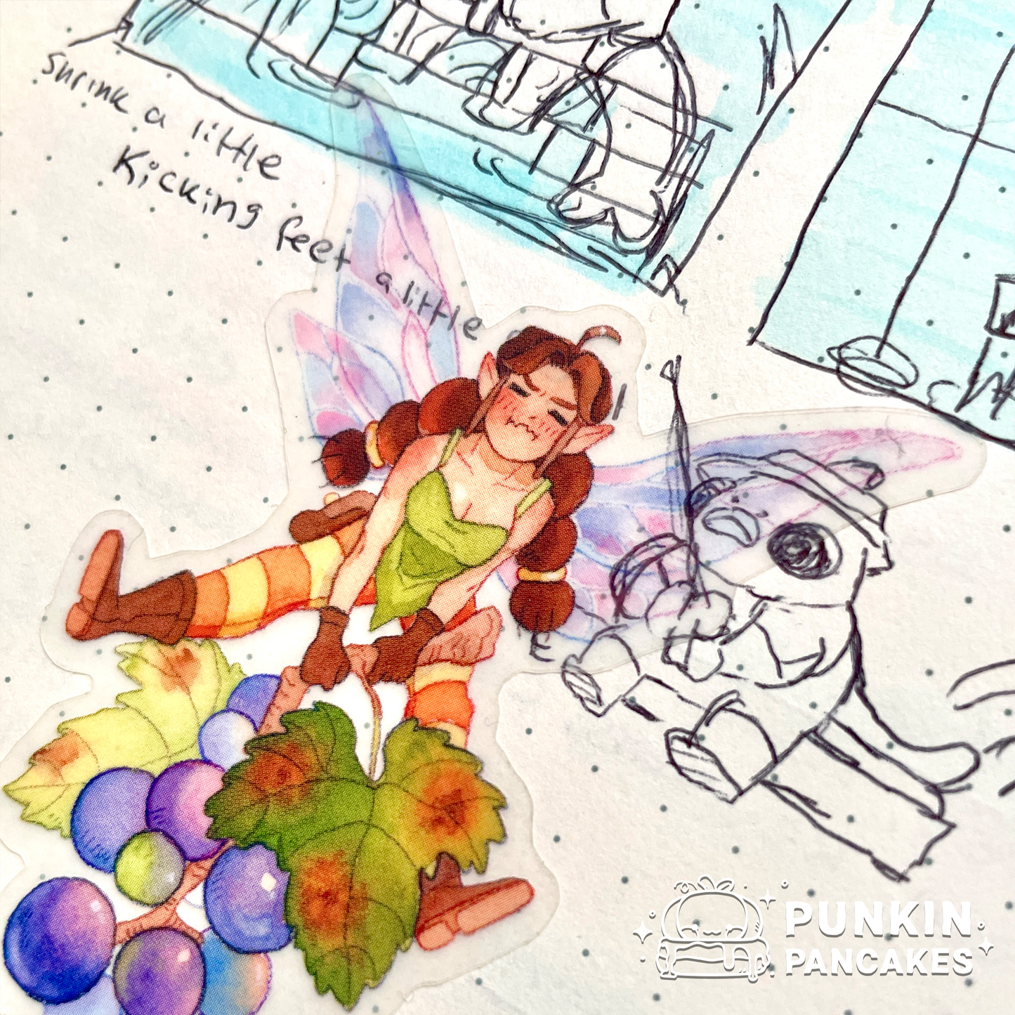 Fairy and Grapes Sticker Transparent