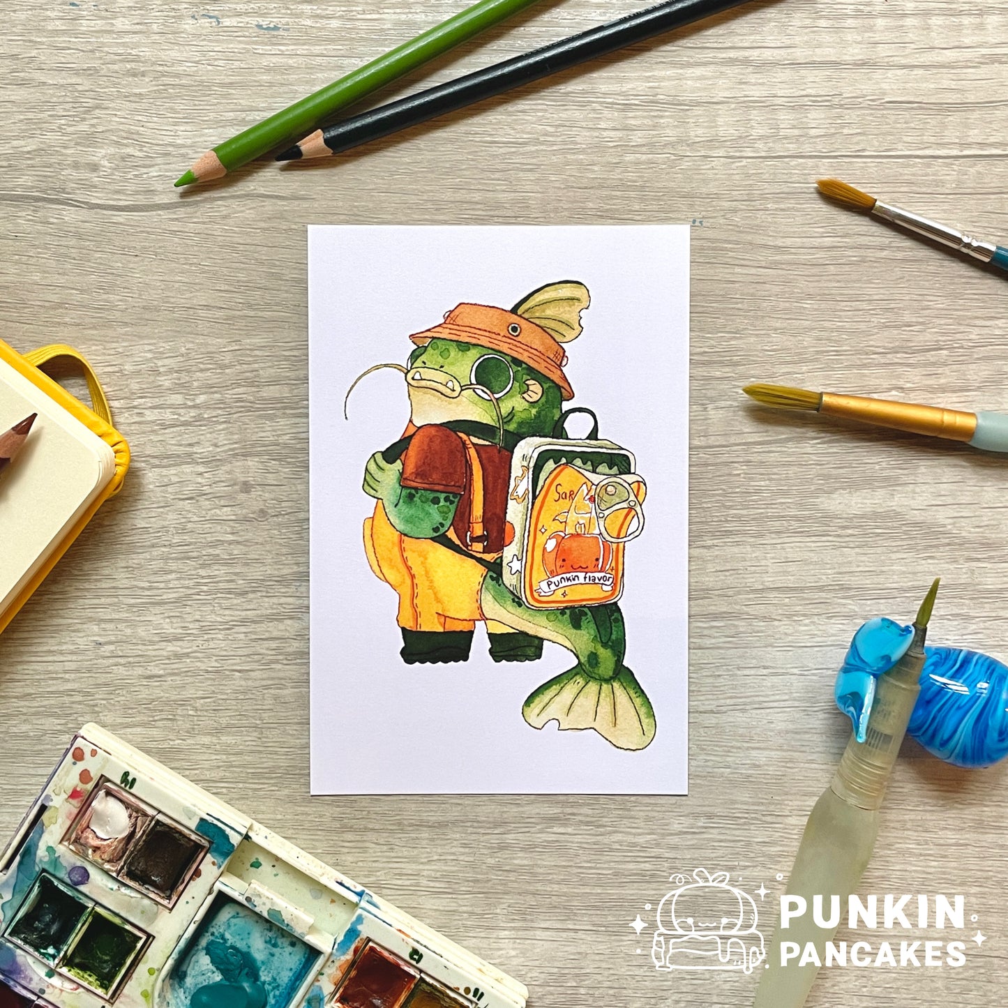 Catfish with a Backpack Print 4x6 inches