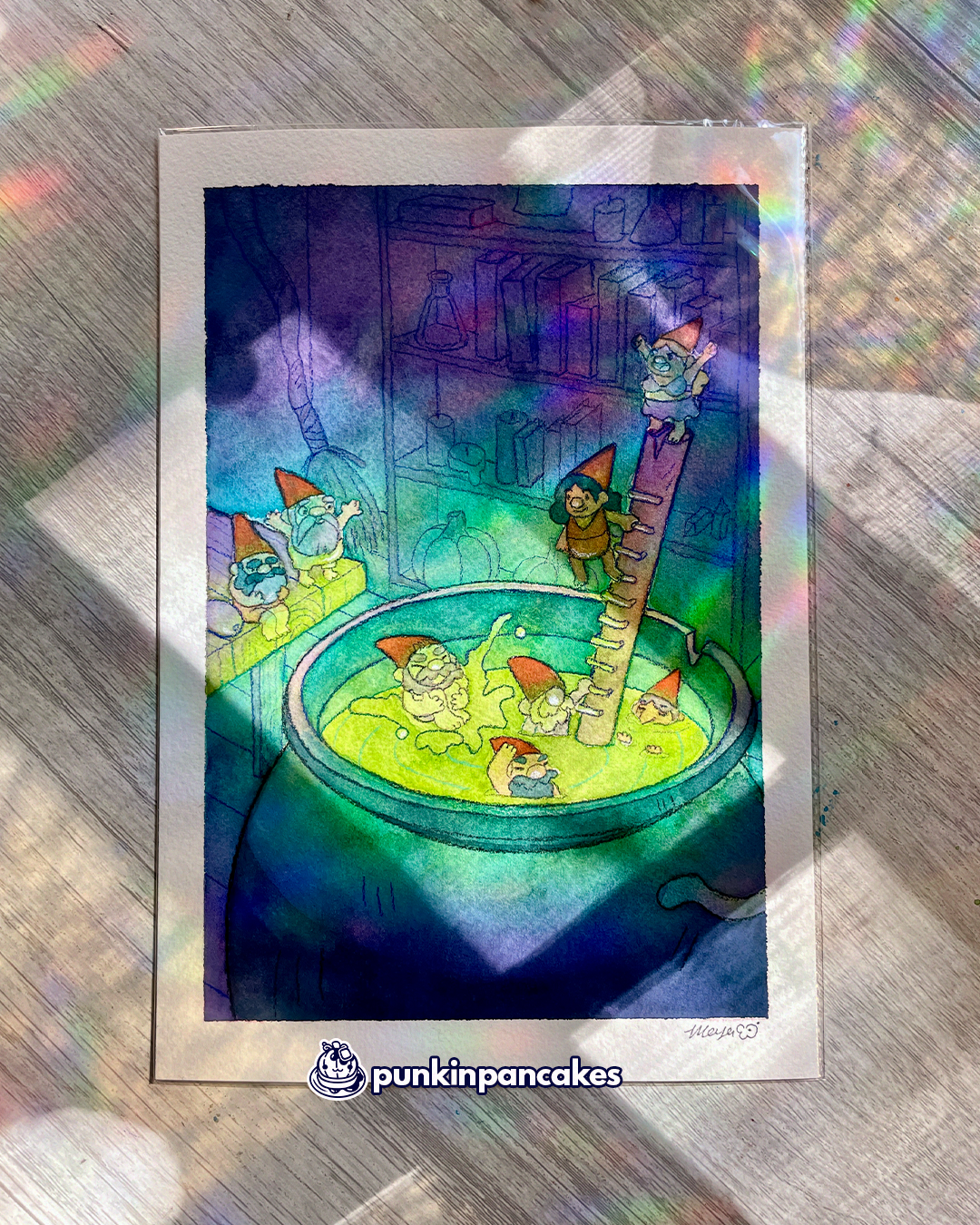 Gnomes Swimming - Original Watercolor