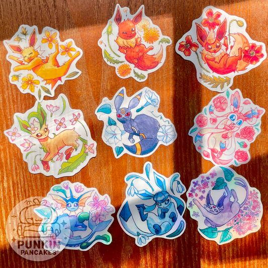 Eeveelutions & Flowers Stickers