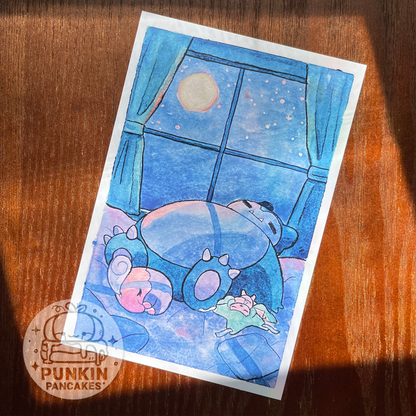 Sleepy Poke Print 4 x 6 inches