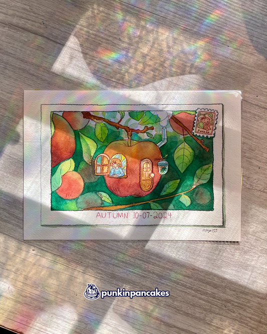 Fairy in an Apple - Original Watercolor