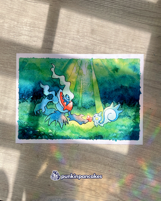 Darkrai and Pachirisu Print 10x7 inches
