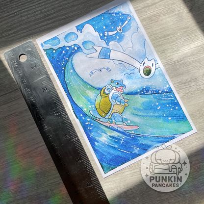 Surfing Blastoise Print in 2 sizes