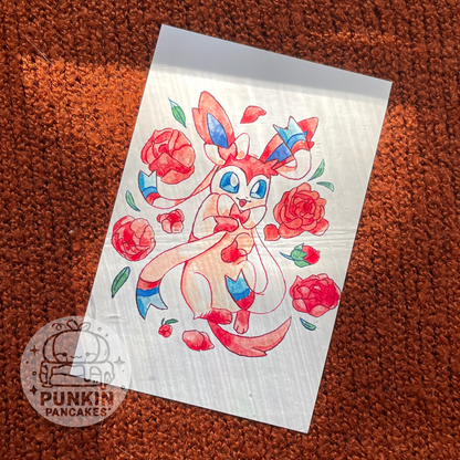 Eevees & Flowers Prints 4 x 6 inches