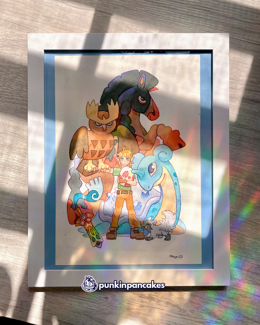Link with a Pokemon Team - Original Watercolor