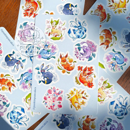 Eevees and Flowers Sticker Sheet