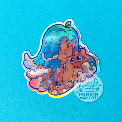 Holographic Wave Girl Sticker