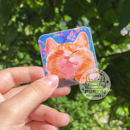 Chill Flower Cat Sticker