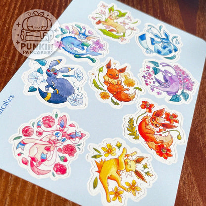 Eevees and Flowers Sticker Sheet