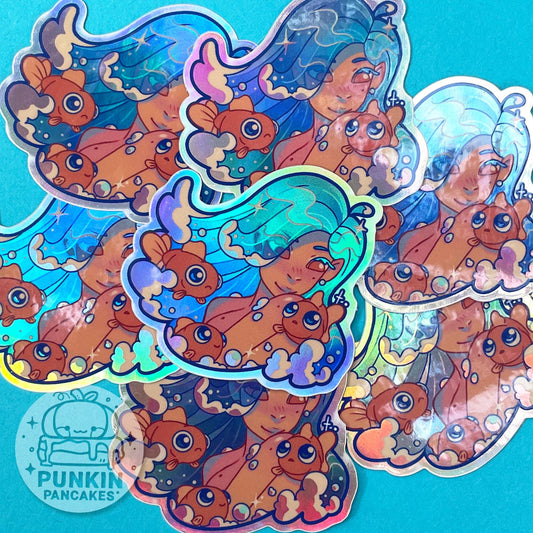 Holographic Wave Girl Sticker