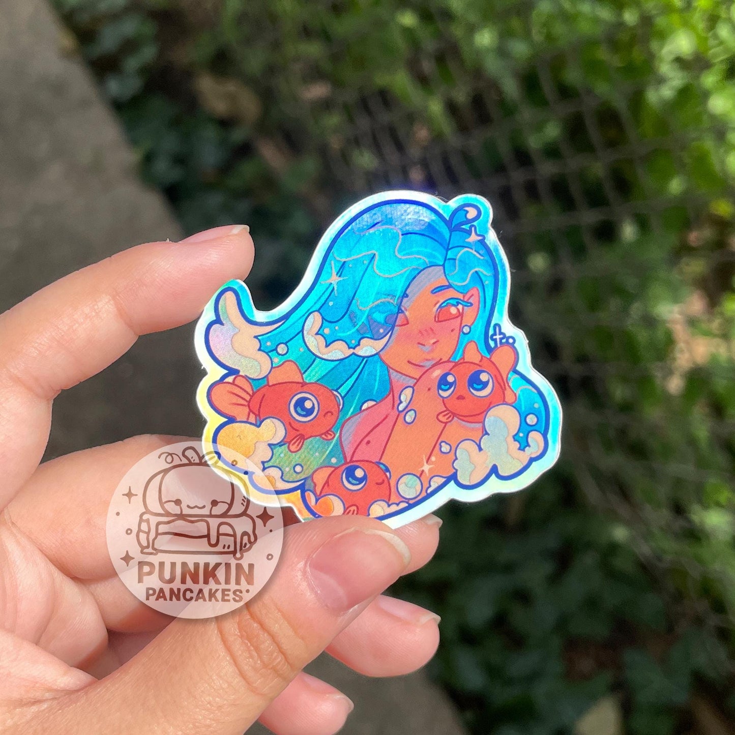 Holographic Wave Girl Sticker