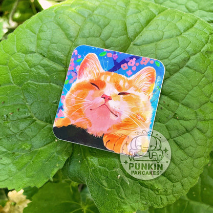 Chill Flower Cat Sticker