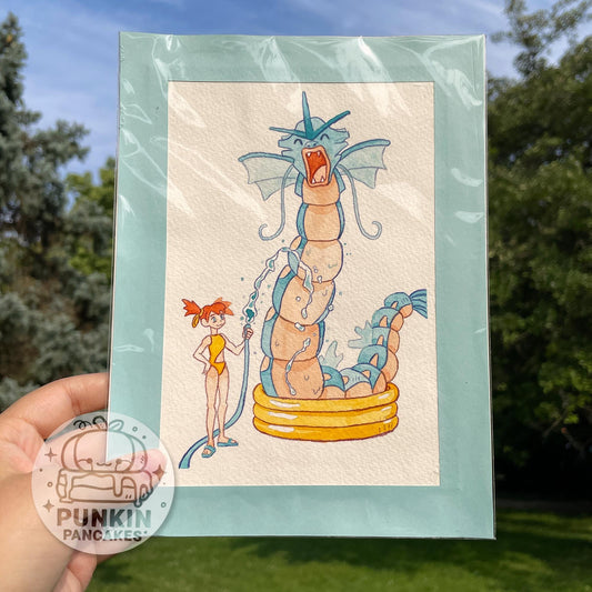 Misty and Gyarados - Original Watercolor