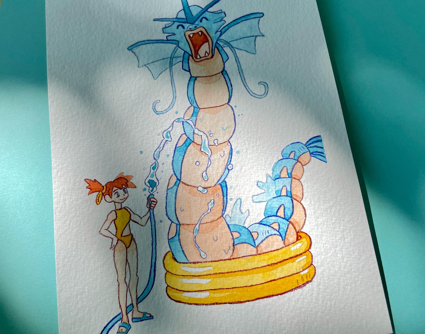 Misty and Gyarados - Original Watercolor