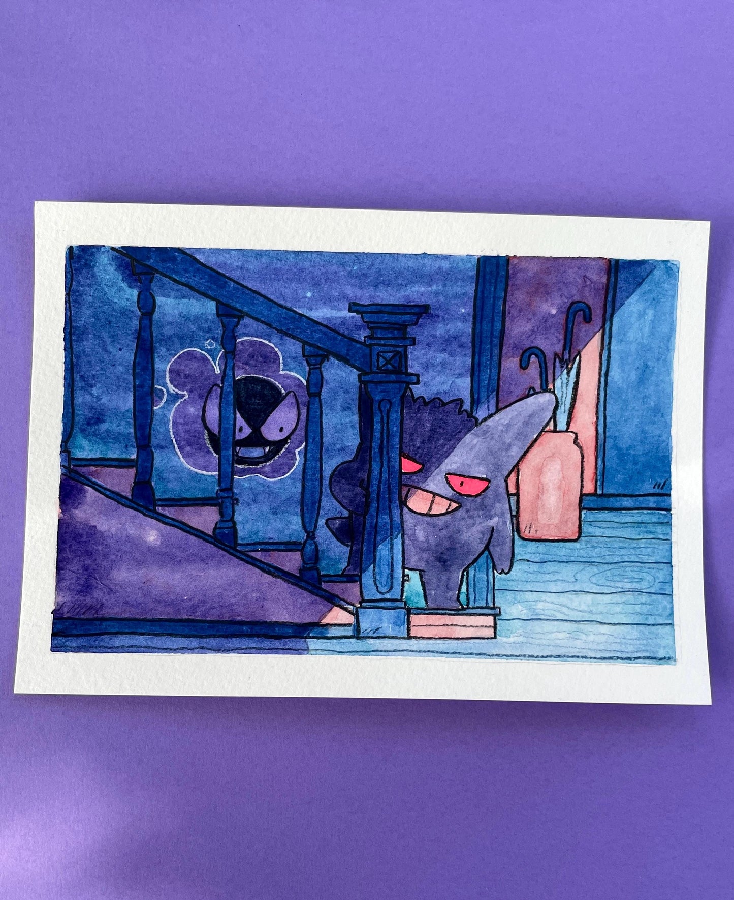 Gengar and Gastly - Original Watercolor