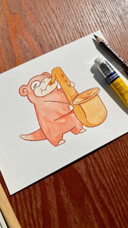 Slowpoke saxophone player - Original Watercolor