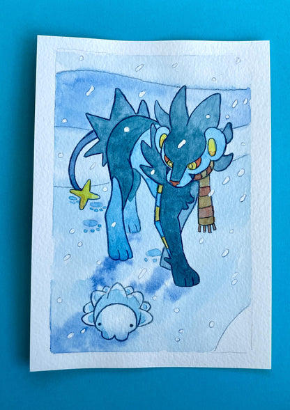 Luxray and Snom - Original Watercolor