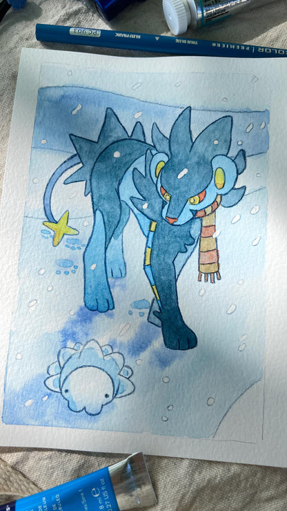 Luxray and Snom - Original Watercolor