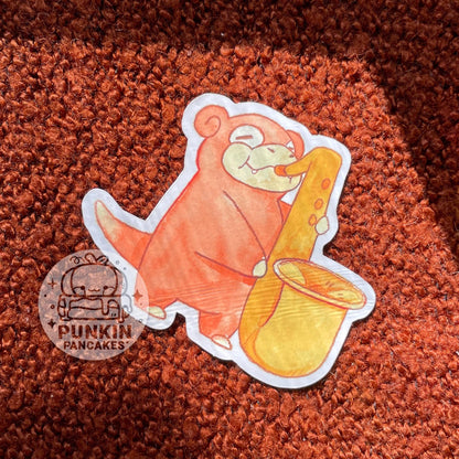 Slowpoke saxophone player sticker