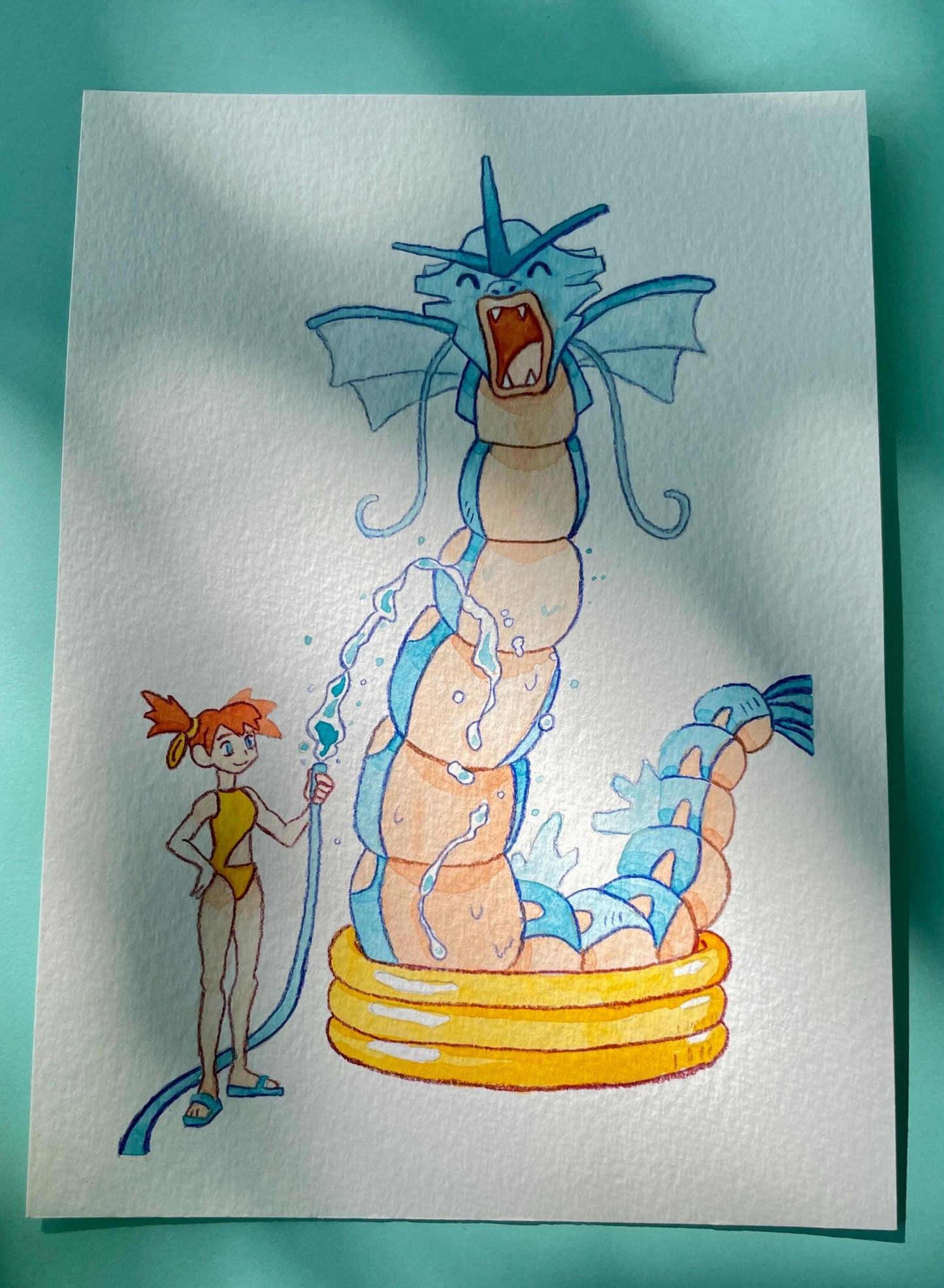 Misty and Gyarados - Original Watercolor