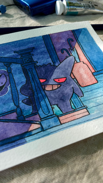 Gengar and Gastly - Original Watercolor