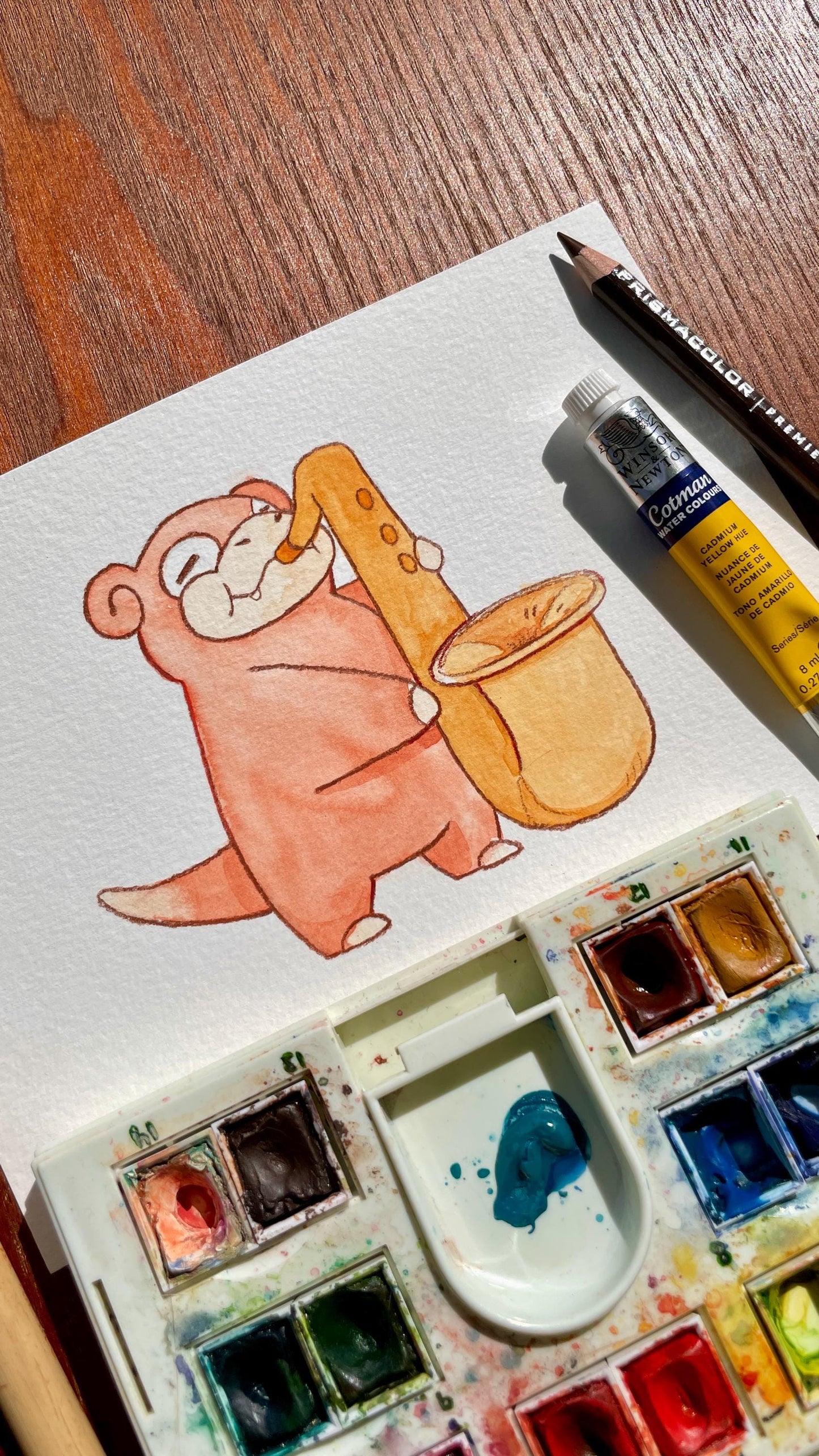 Slowpoke saxophone player - Original Watercolor