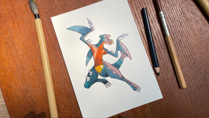 Garchomp - Original Watercolor