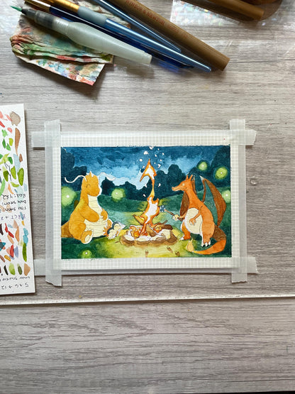 Bonfire - Original Watercolor