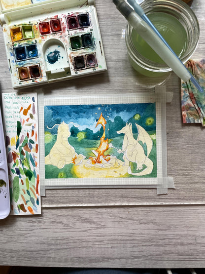 Bonfire - Original Watercolor