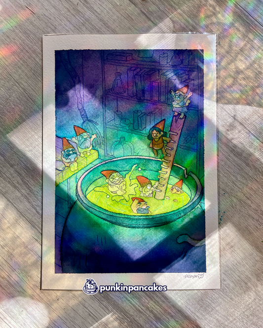 Gnomes Swimming - Original Watercolor