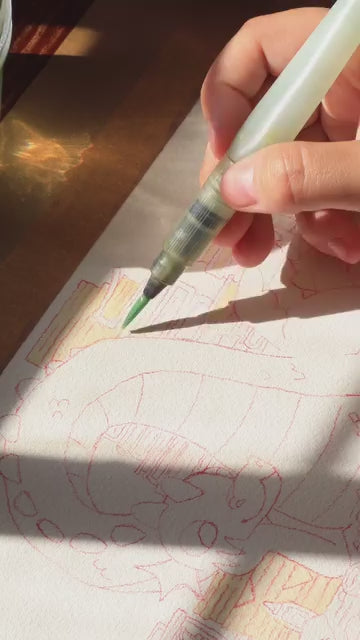 Journaling Dragon - Original Watercolor