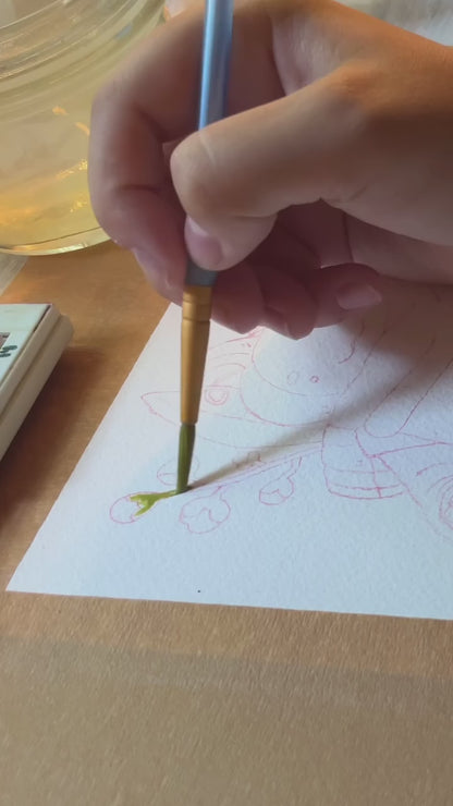 Punkin with a Roly Poly - Original Watercolor